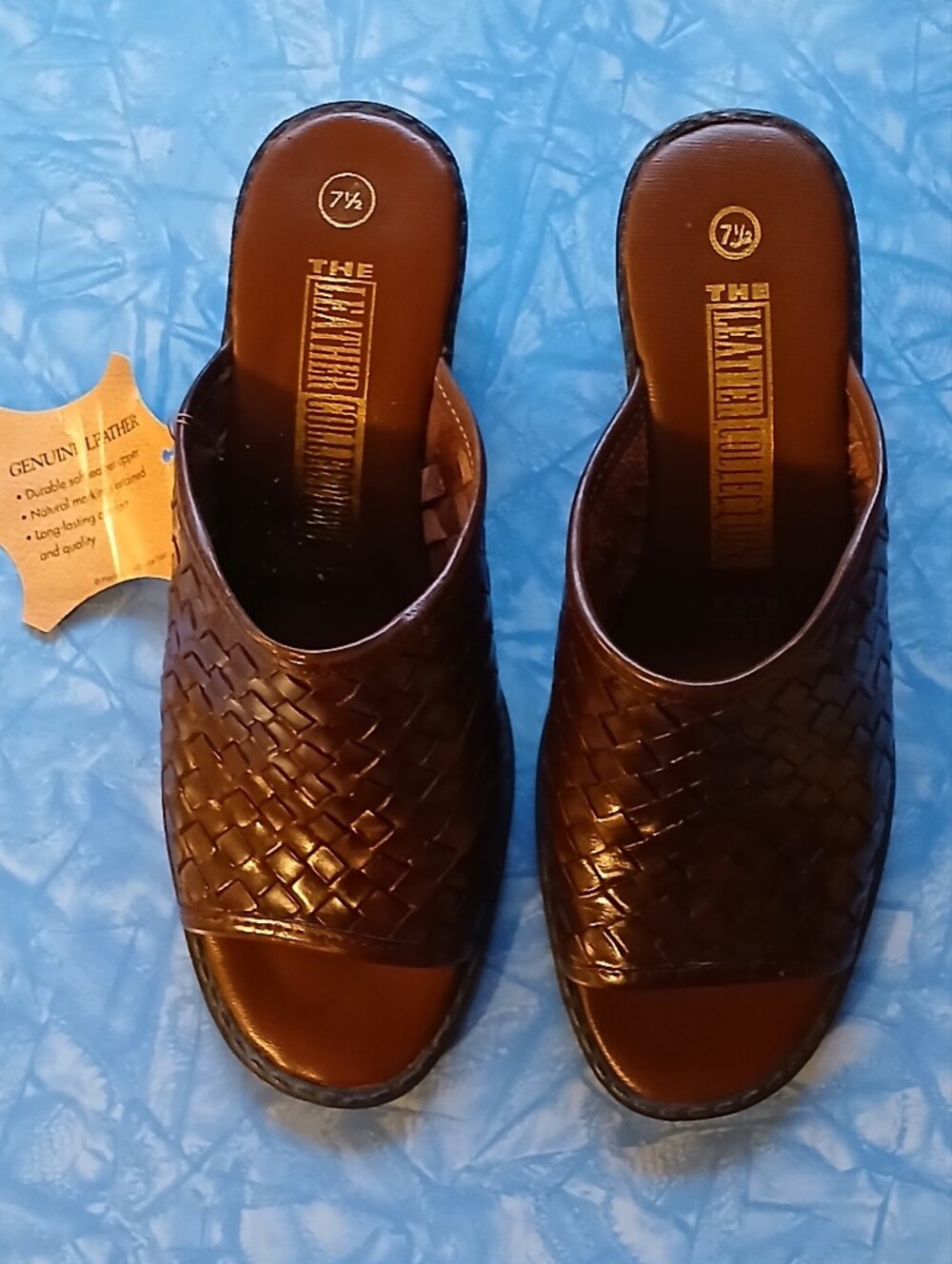 NWT Leather Collection Chocolate Brown Open Toe Mules